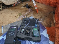 Field work in Senegal showing equipment to measure emissions