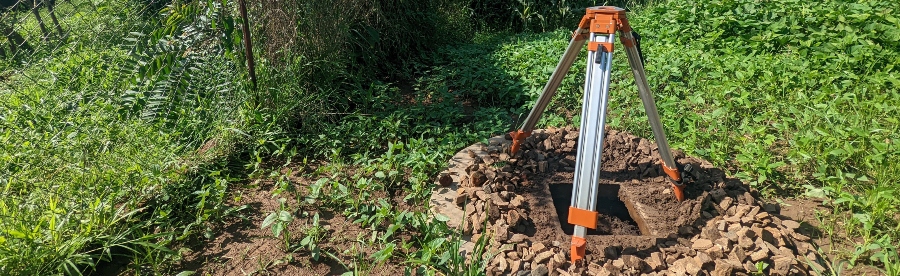 Equipment setup in Uganda to monitor and record the emissions from a tank located outdoors. This data collection is essential for understanding and managing the environmental impact of waste emissions